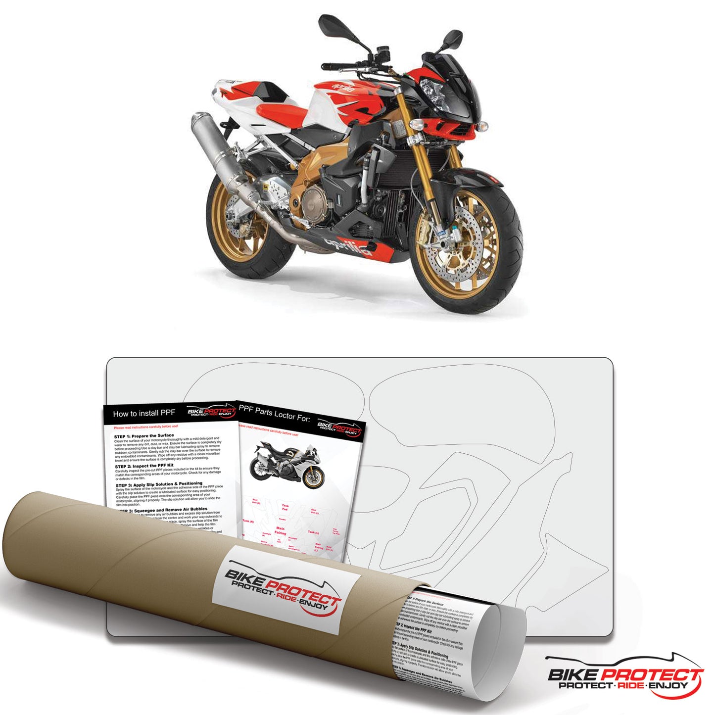 Aprilia Tuono 1000R Factory (2006 - 2011) PPF Paint Protection Film Kit