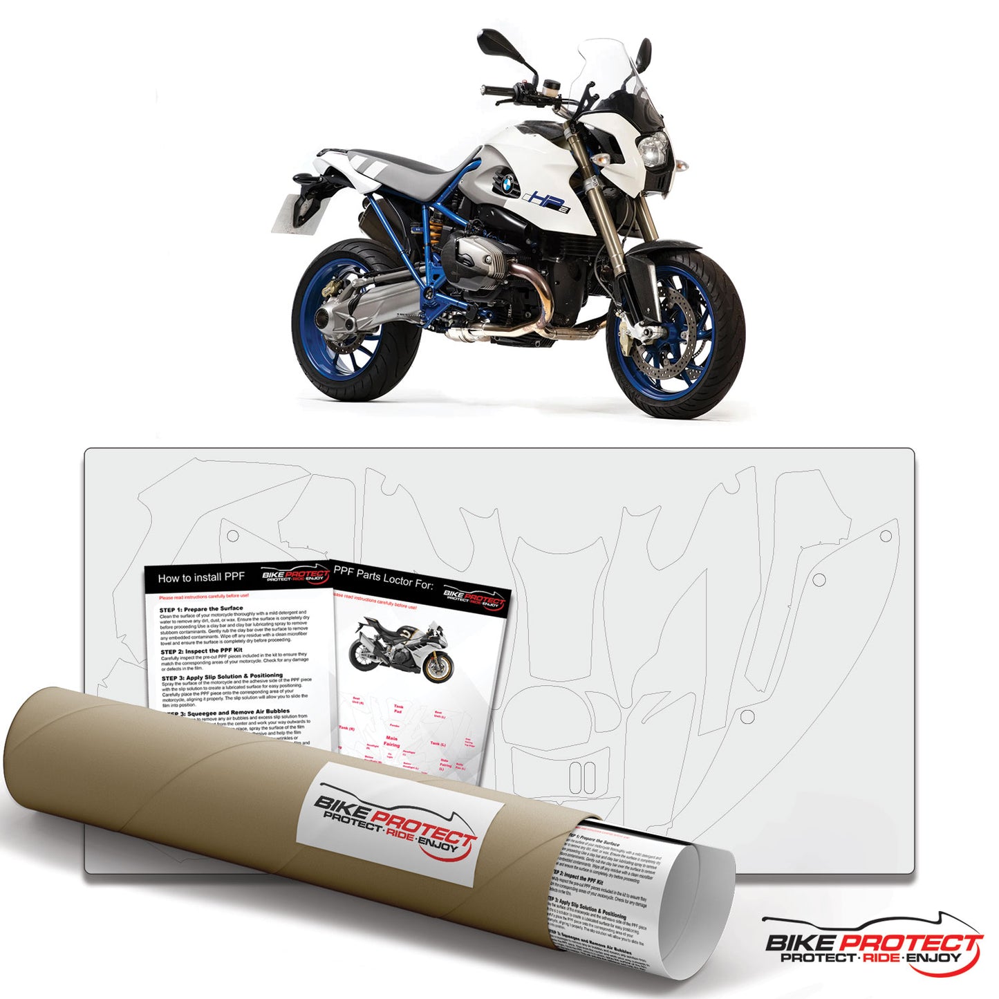 BMW HP2 Megamoto (2007 - 2010) PPF Paint Protection Film Kit