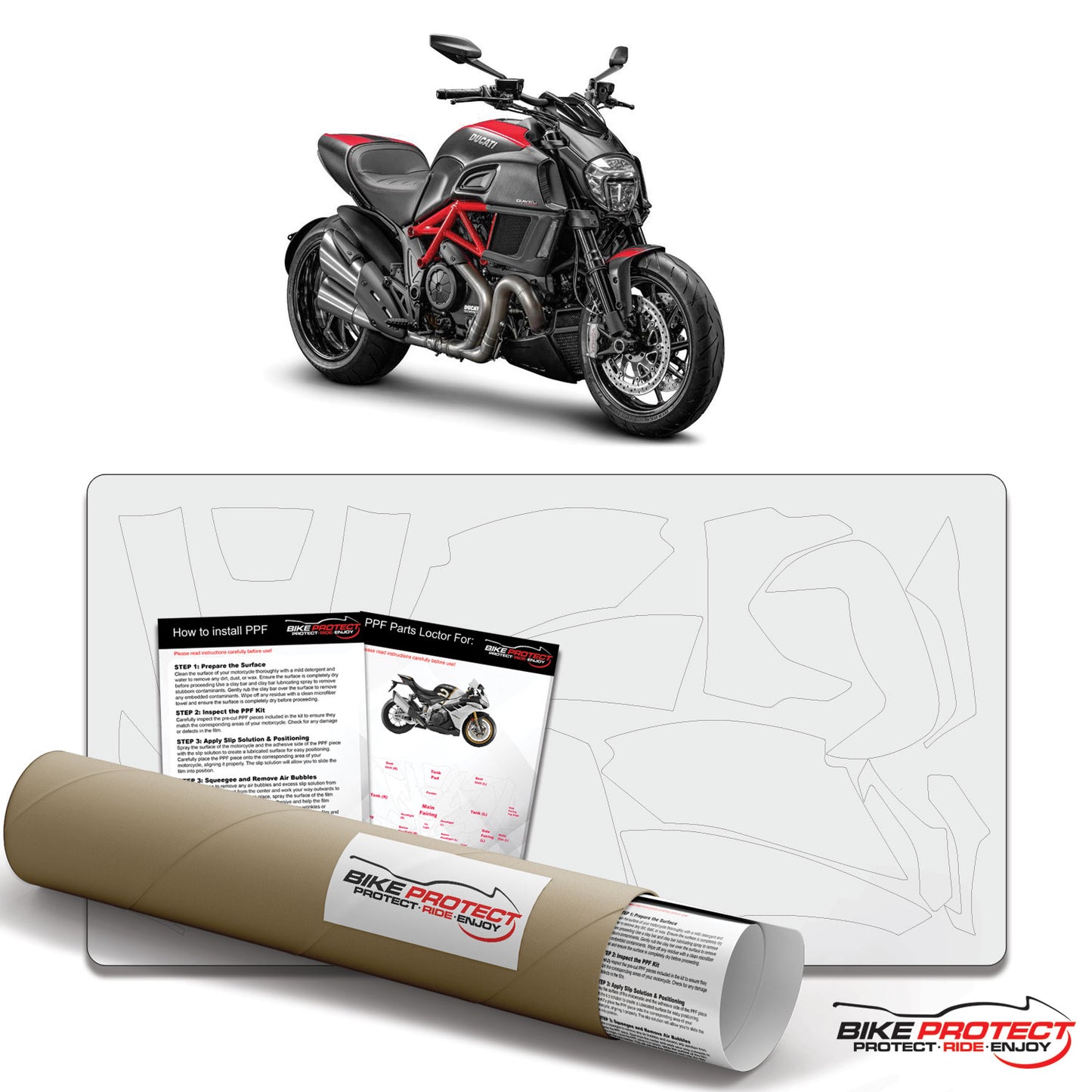 Ducati Diavel (2014 - 2019) Motorcycle PPF Paint Protection Film Kit