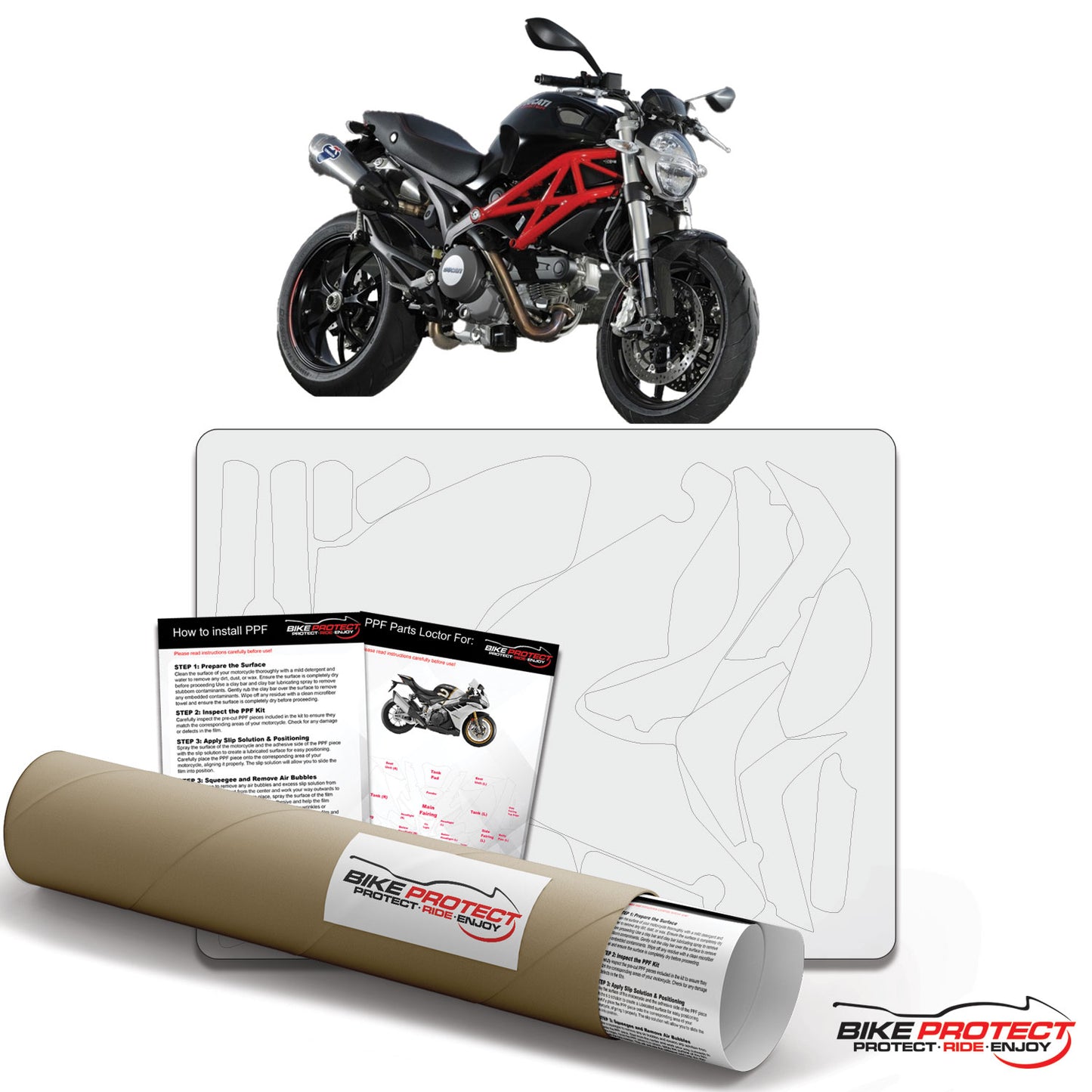 Ducati Monster 1100 (2009 - 2013) Bike PPF Paint Protection Film Kit