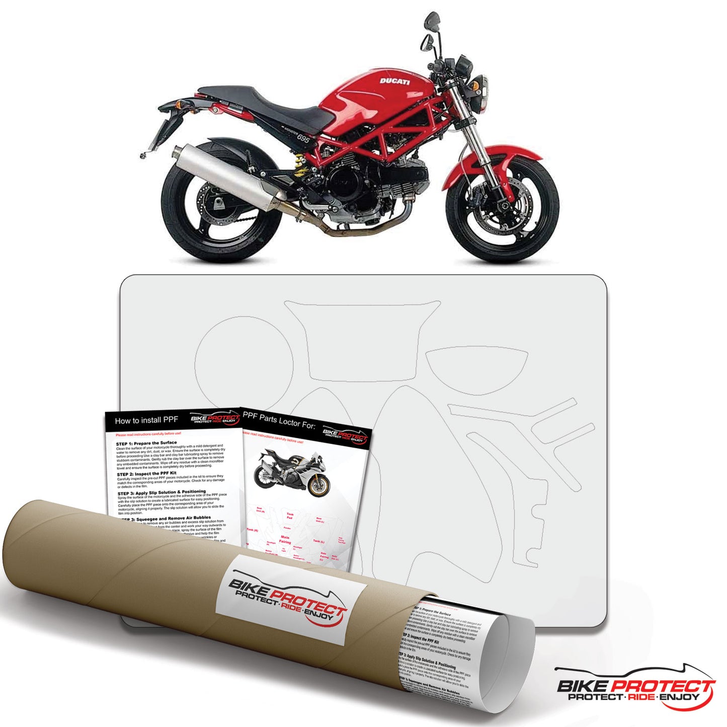 Ducati Monster 695 (2006 - 2008) Motorcycle PPF Paint Protection Film Kit