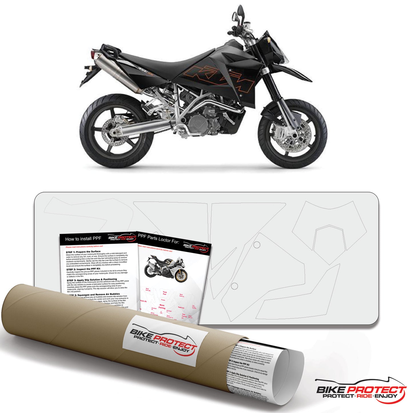 KTM 950 Supermoto (2005-2007) PPF Paint Protection Film Kit
