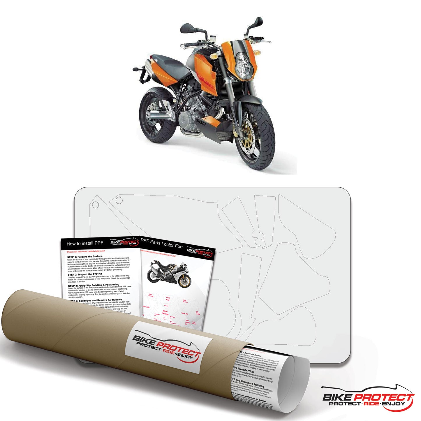 KTM 990 SuperDuke (2005-2006) PPF Paint Protection Film Kit