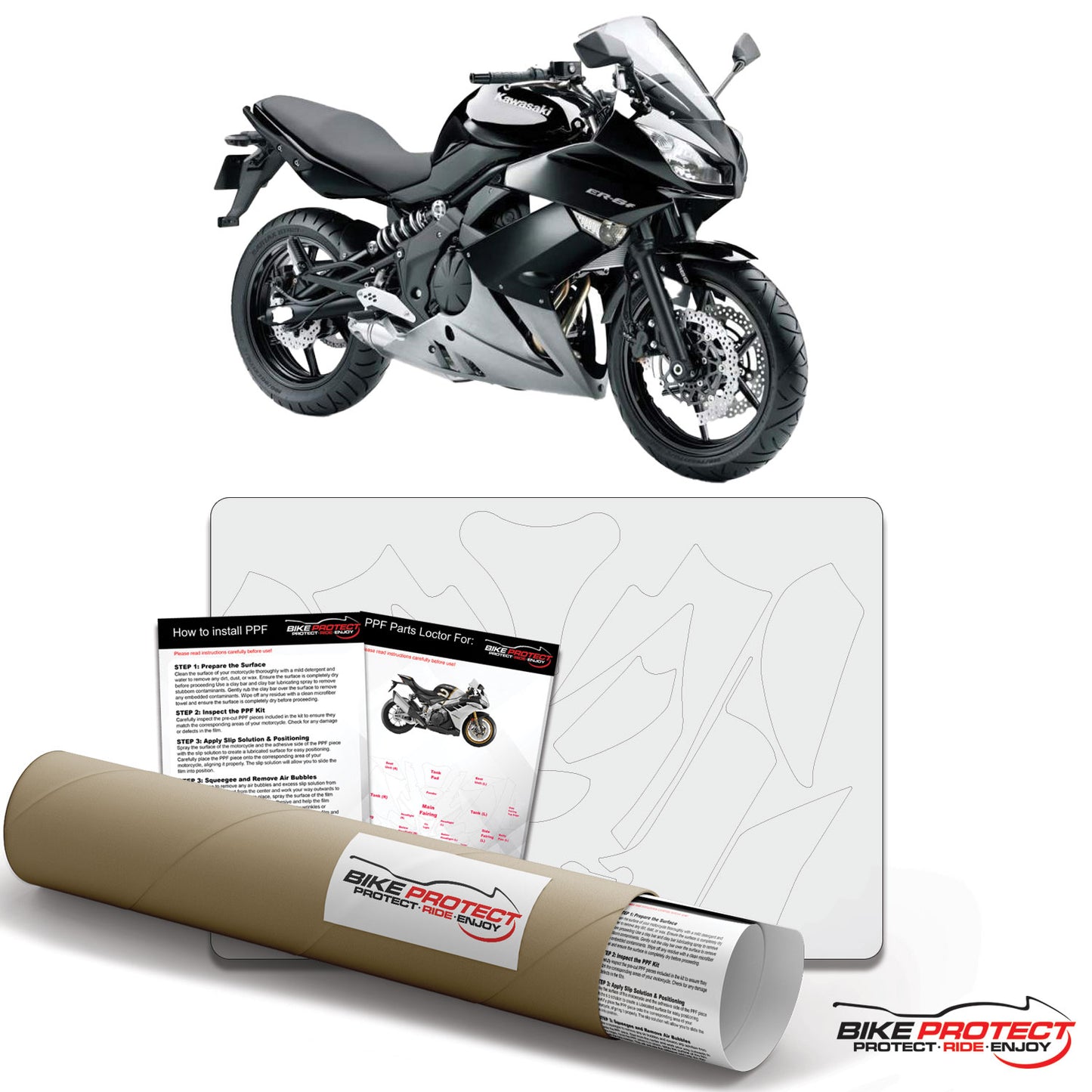 Kawasaki ER-6F (2009-2011) PPF Paint Protection Film Kit
