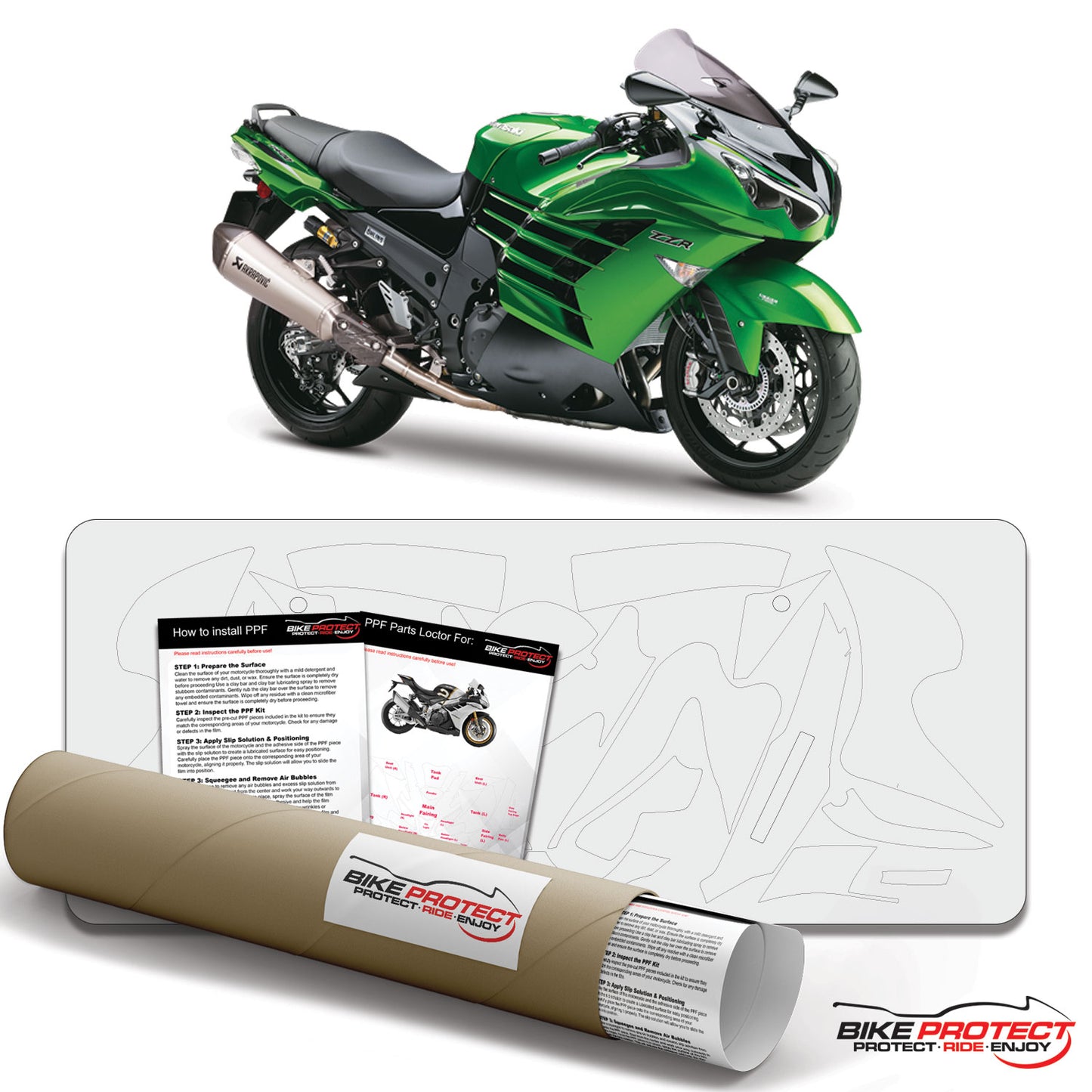 Kawasaki ZZ-R 1400 (2012-2020) PPF Paint Protection Film Kit
