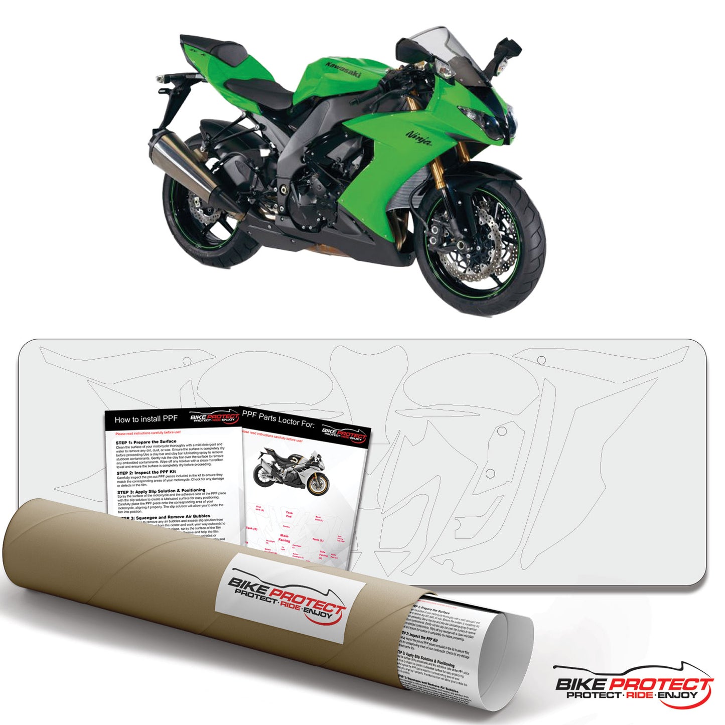 Kawasaki ZX-10R (2008-2009) PPF Paint Protection Film Kit
