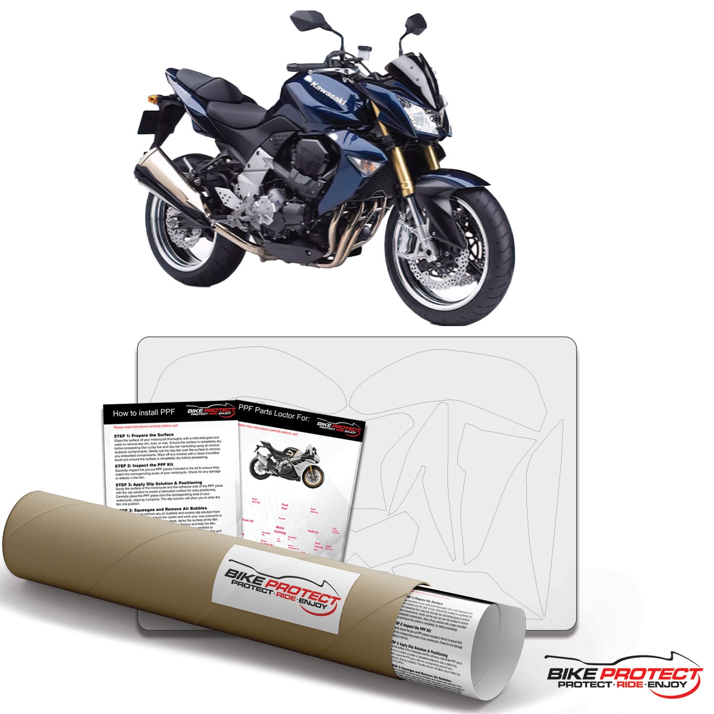 Kawasaki Z1000 (2007-2009) PPF Paint Protection Film Kit