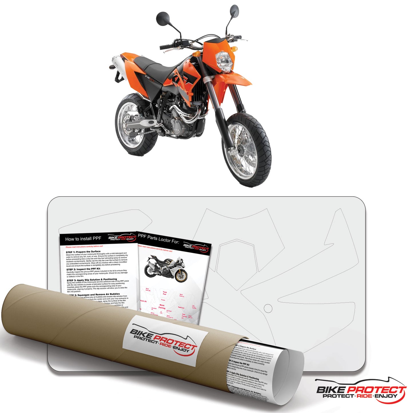 KTM 640 LC4 Supermoto (2005-2007) PPF Paint Protection Film Kit