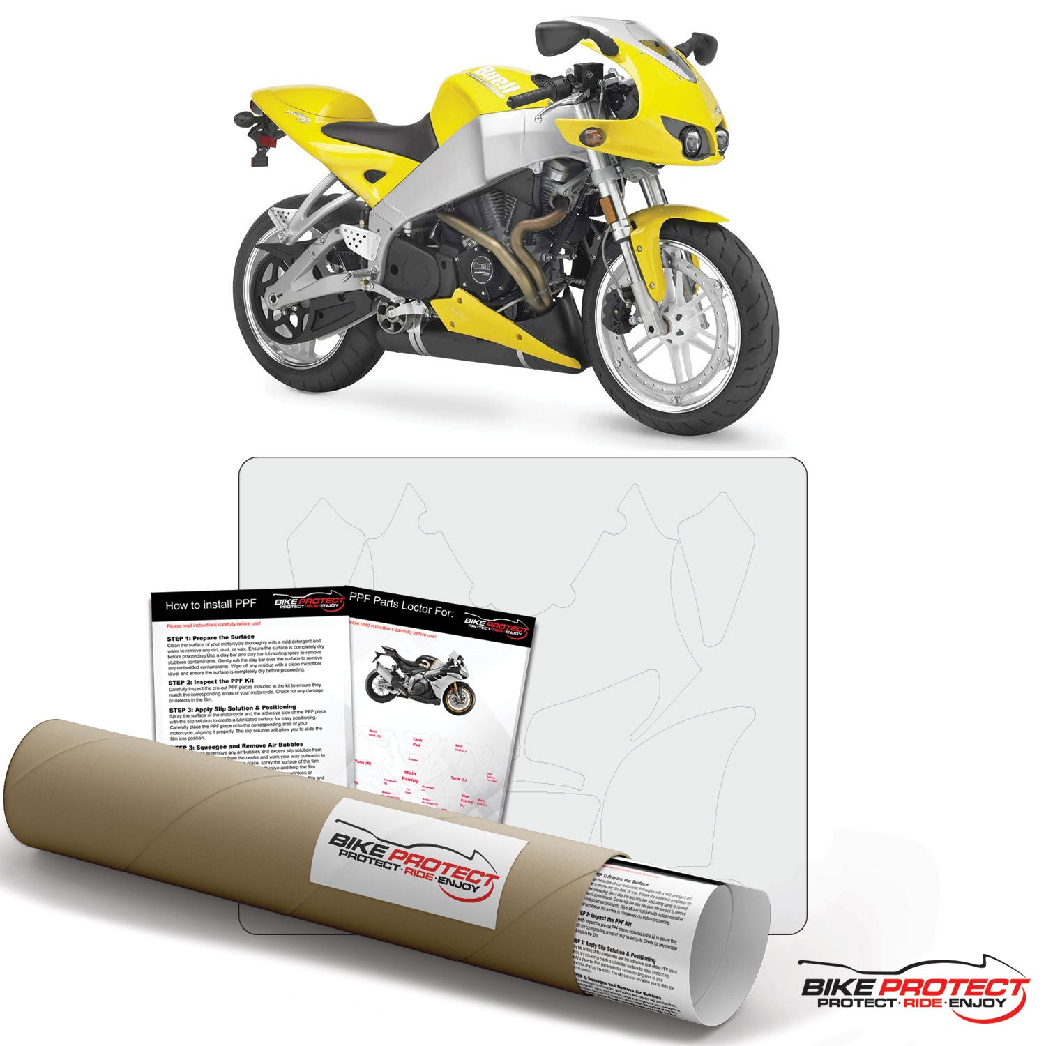 Buell XB9R Firebolt (2003 - 2007) PPF Paint Protection Film Kit
