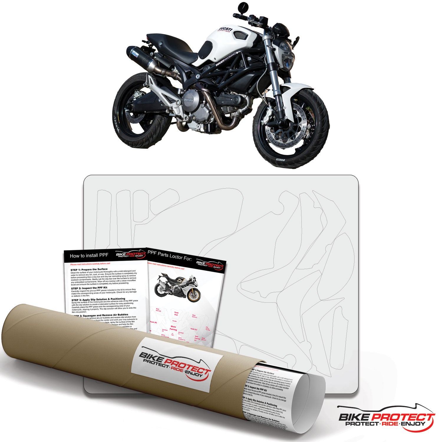 Ducati Monster 696 (2008 - 2012) Bike PPF Paint Protection Film Kit