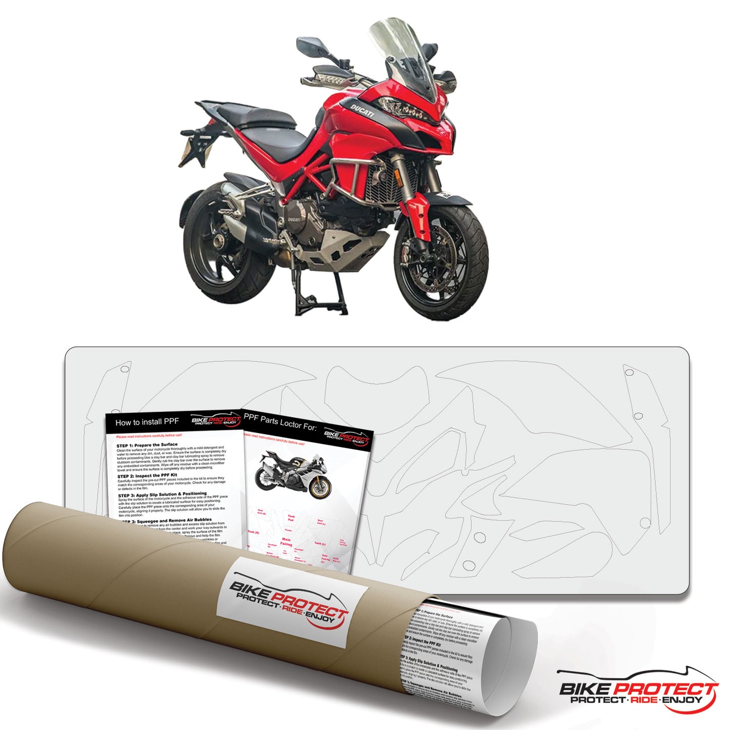 Ducati Multistrada 1200 / 1200S (2010-2014) Motorcycle PPF Paint Protection Film Kit