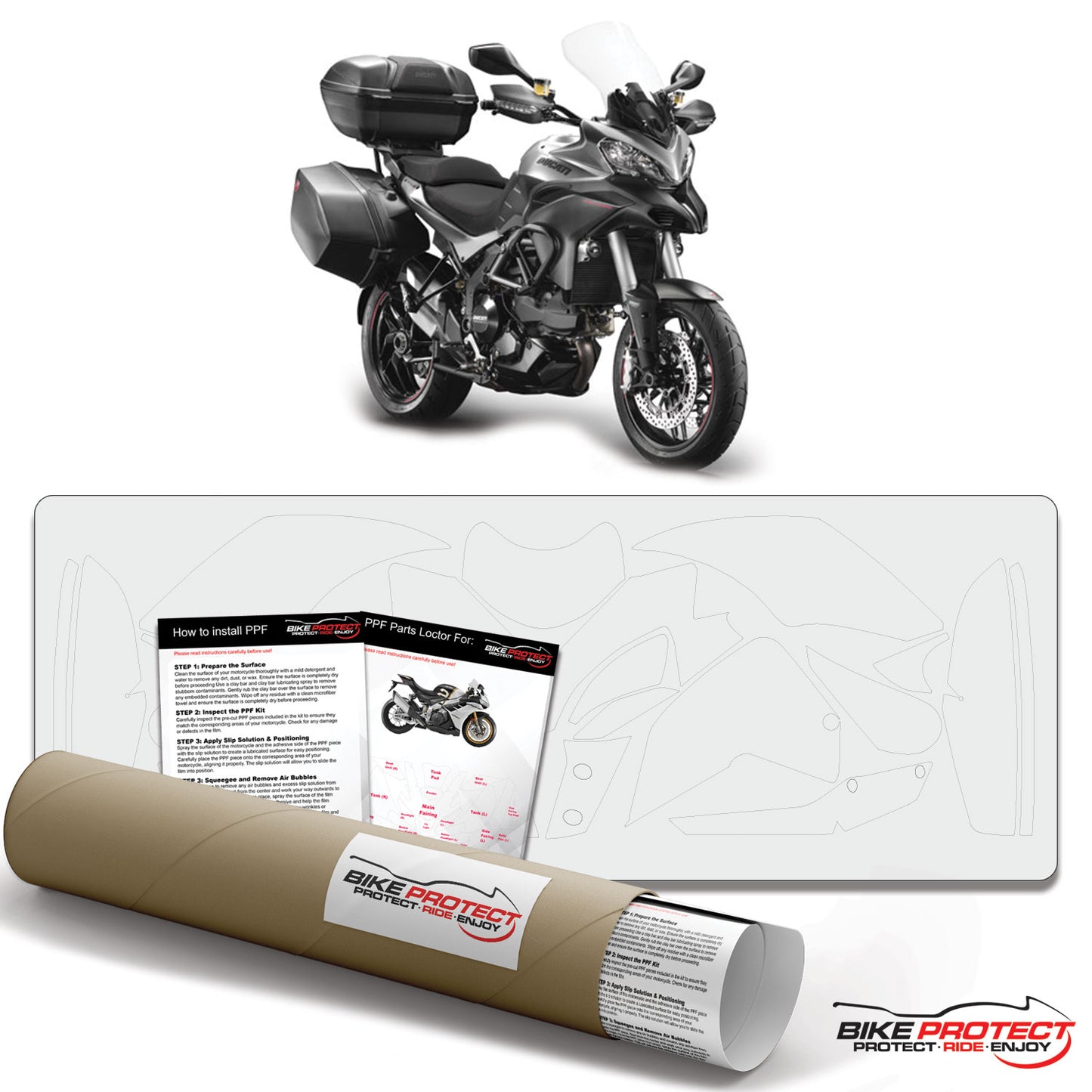 Ducati Multistrada 1200S Touring (2010-2014) Motorcycle PPF Paint Protection Film Kit