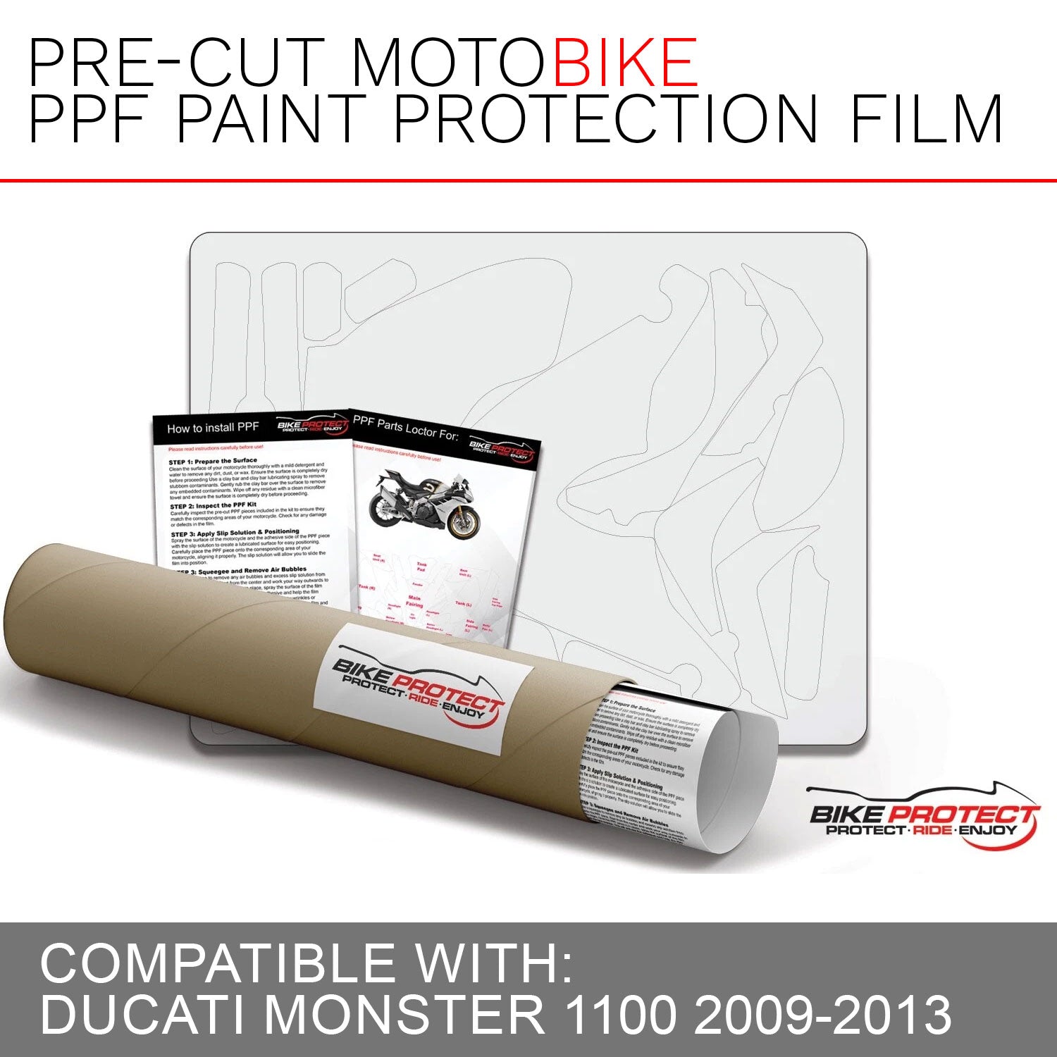 Ducati Monster 1100 (2009 - 2013) PPF Paint Protection Film Kit