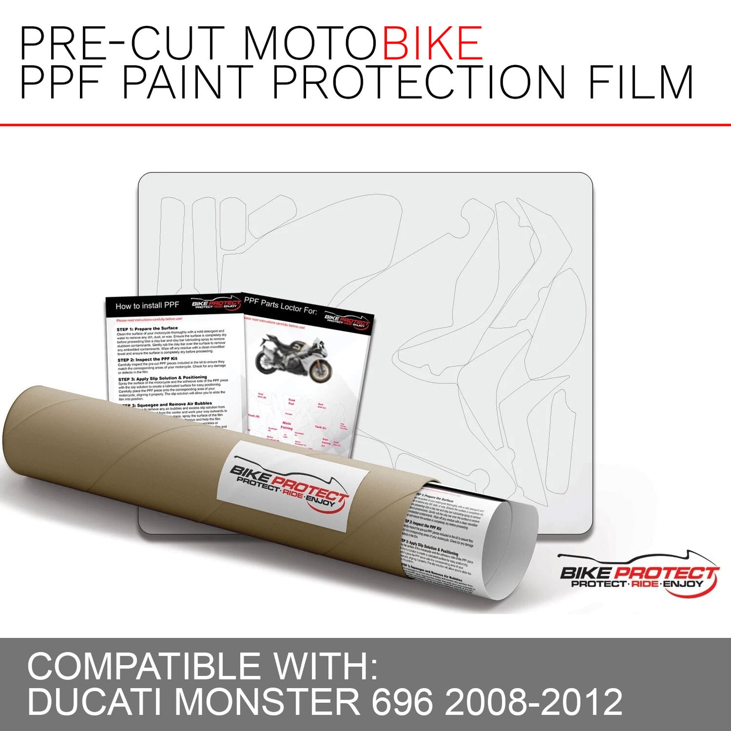 Ducati Monster 696 (2008 - 2012) PPF Paint Protection Film Kit