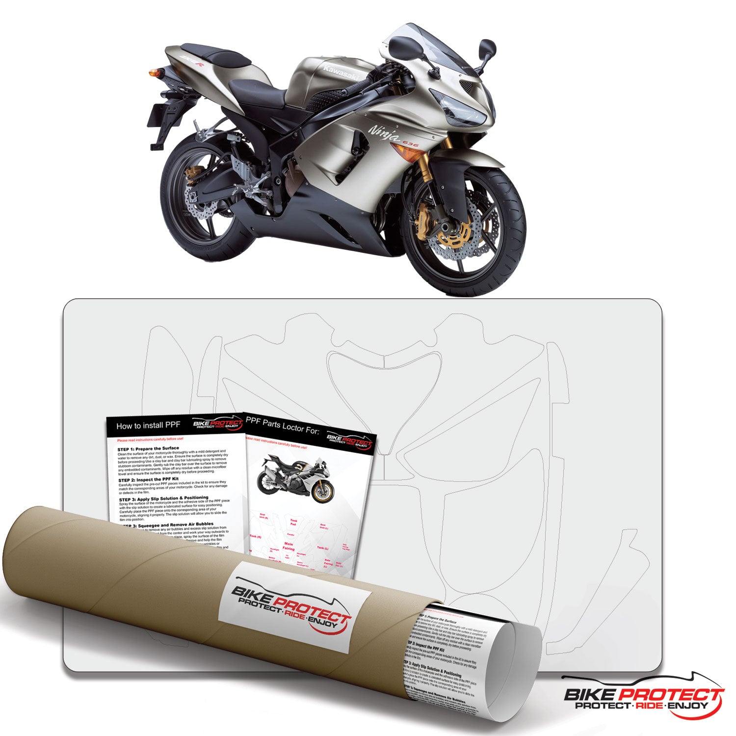 Kawasaki ZX-6R (2005-2006) PPF Paint Protection Film Kit