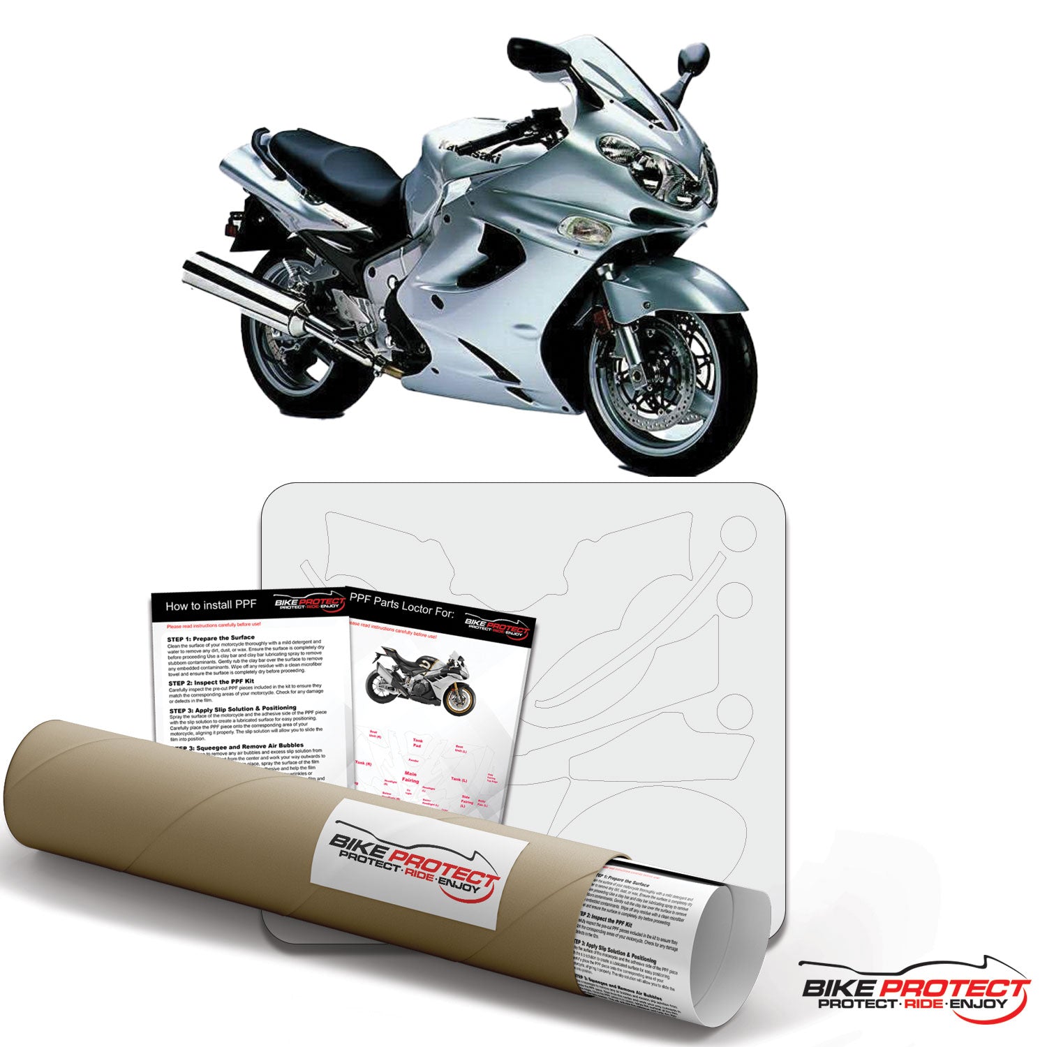 Kawasaki ZZ-R 1200 (2002-2005) PPF Paint Protection Film Kit