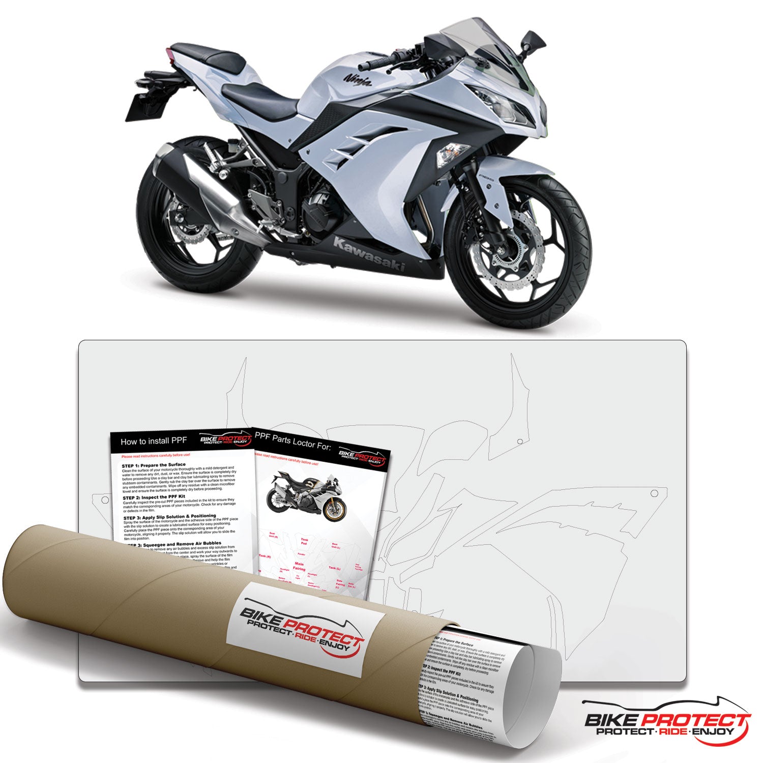Kawasaki Ninja 300 (2012-2017) PPF Paint Protection Film Kit