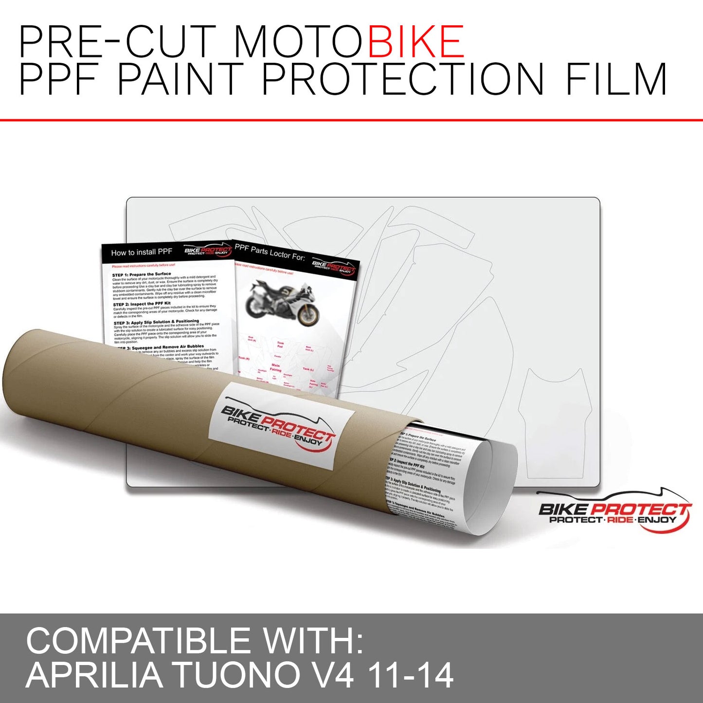 Full Motorcycle Paint Protection Film Kit Stone Guard for Aprilia Tuono v4 11-14