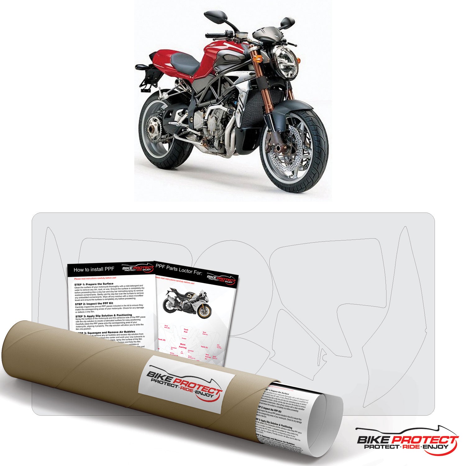 MV Agusta Brutale 750 (2003 - 2006) PPF Paint Protection Film Kit